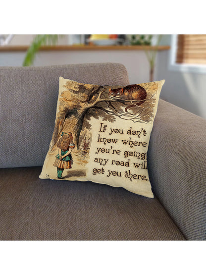 1pc Slogan Graphic Cushion Cover Without Filler, Modern Fabric Decorative Throw Pillow Case For Living Room And Bedroom