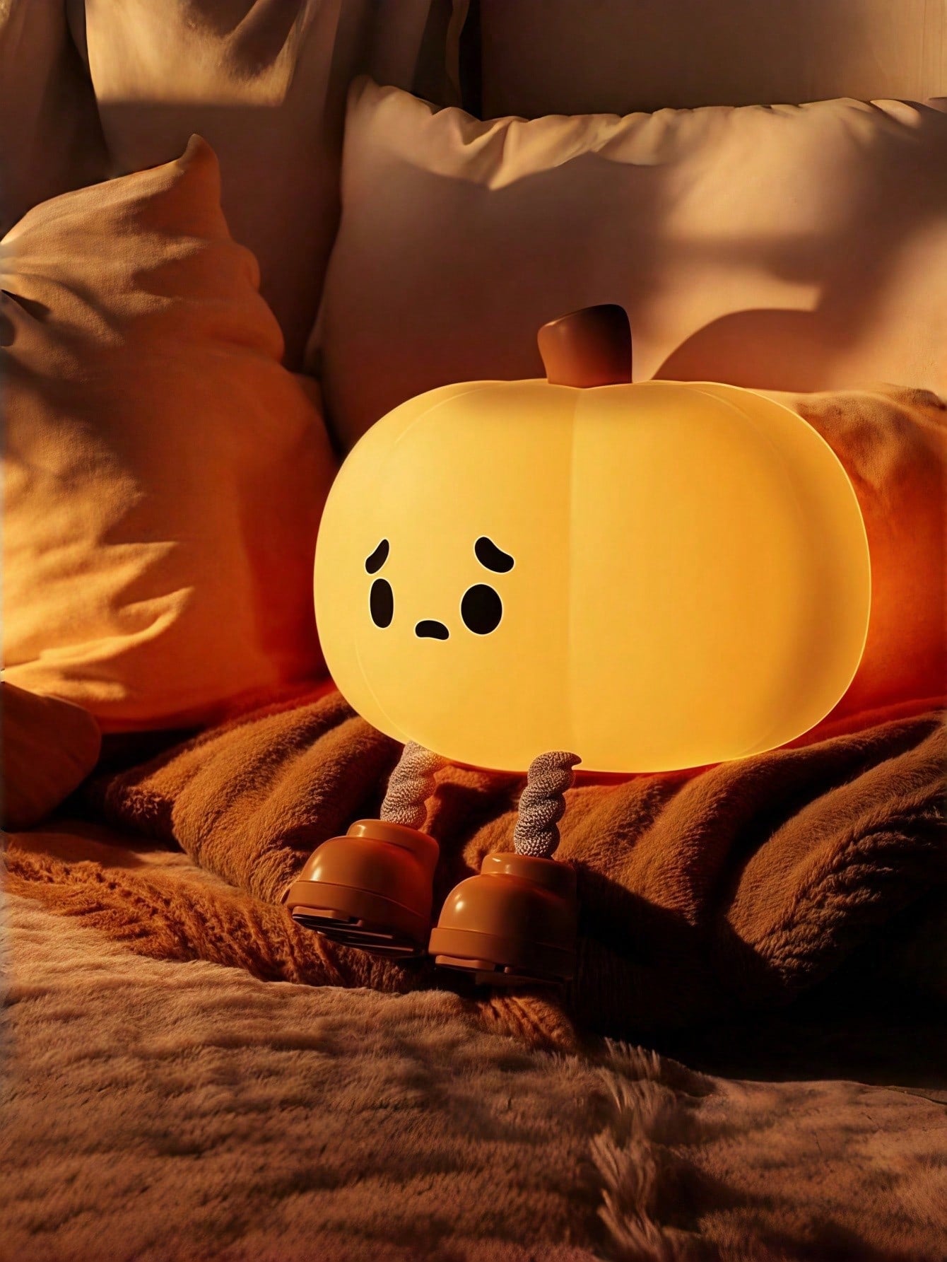 1pc Small Pumpkin Night Light, Cute LED Night Light, Silicone Dimmable Night Light, Rechargeable Bedside Touch Night Light, Halloween Decoration