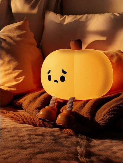 1pc Small Pumpkin Night Light, Cute LED Night Light, Silicone Dimmable Night Light, Rechargeable Bedside Touch Night Light, Halloween Decoration