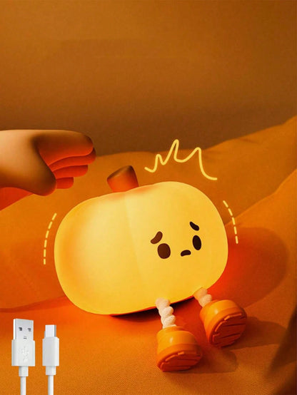 1pc Small Pumpkin Night Light, Cute LED Night Light, Silicone Dimmable Night Light, Rechargeable Bedside Touch Night Light, Halloween Decoration
