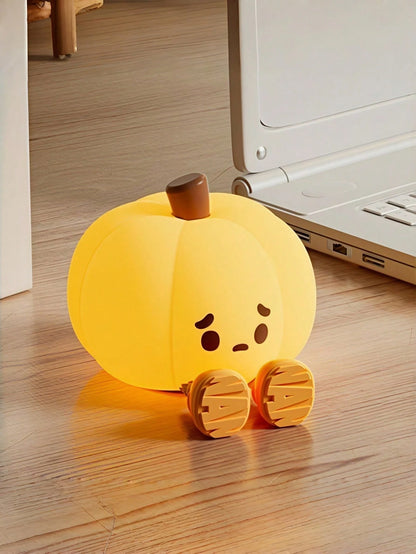 1pc Small Pumpkin Night Light, Cute LED Night Light, Silicone Dimmable Night Light, Rechargeable Bedside Touch Night Light, Halloween Decoration