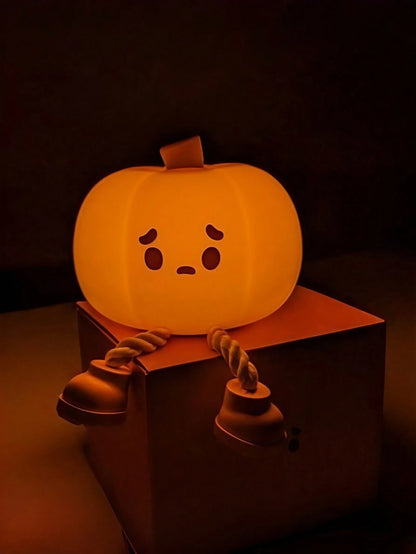 1pc Small Pumpkin Night Light, Cute LED Night Light, Silicone Dimmable Night Light, Rechargeable Bedside Touch Night Light, Halloween Decoration