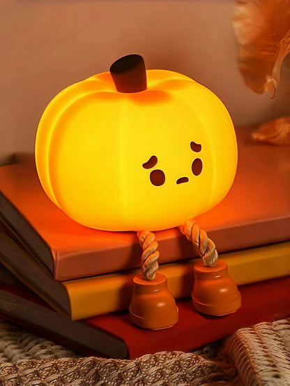 1pc Small Pumpkin Night Light, Cute LED Night Light, Silicone Dimmable Night Light, Rechargeable Bedside Touch Night Light, Halloween Decoration