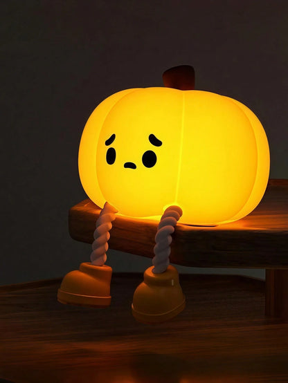 1pc Small Pumpkin Night Light, Cute LED Night Light, Silicone Dimmable Night Light, Rechargeable Bedside Touch Night Light, Halloween Decoration