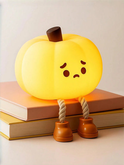 1pc Small Pumpkin Night Light, Cute LED Night Light, Silicone Dimmable Night Light, Rechargeable Bedside Touch Night Light, Halloween Decoration