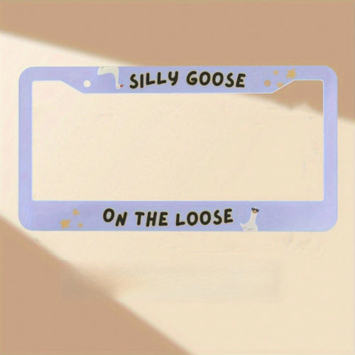 1PC Soft Blue "Silly Goose Escapes" License Plate Frame- Plastic- Vibrant- Easy To Install- Standard Size Fits Most Vehicles- Novelty Decoration For Car Enthusiasts 12. 2X 6. 3inch 31. 3x 16cm Ch
