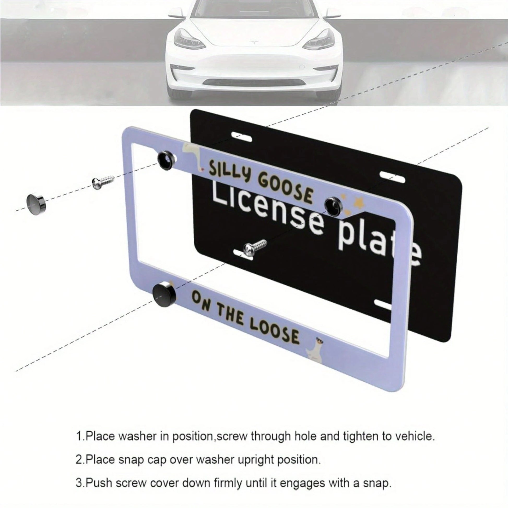 1PC Soft Blue "Silly Goose Escapes" License Plate Frame- Plastic- Vibrant- Easy To Install- Standard Size Fits Most Vehicles- Novelty Decoration For Car Enthusiasts 12. 2X 6. 3inch 31. 3x 16cm Ch