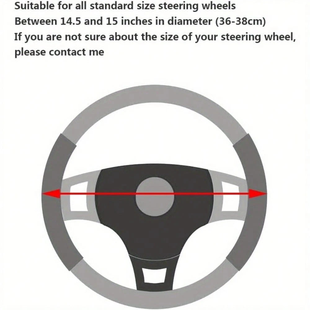 1pc Soft Microfiber PU Leather Steering Wheel Cover, Universal Fit 15 Inch, Suitable For Ladies/Girls, For Vehicles, Cars, SUVs, Trucks