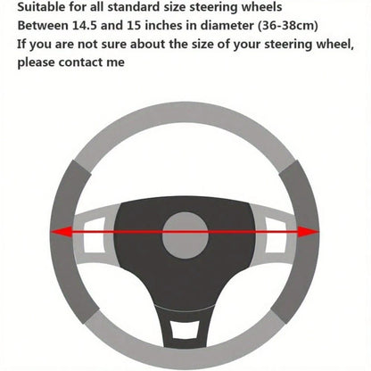 1pc Soft Microfiber PU Leather Steering Wheel Cover, Universal Fit 15 Inch, Suitable For Ladies/Girls, For Vehicles, Cars, SUVs, Trucks