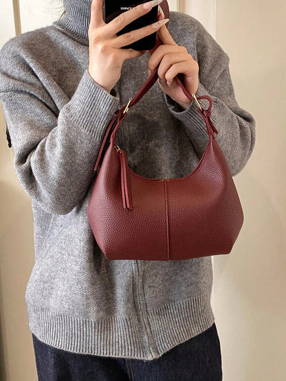1pc Solid Color Women's Shoulder Underarm Bag With Zipper Closure, Suitable For Daily Shopping And Casual Wear