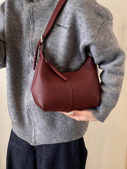 1pc Solid Color Women's Shoulder Underarm Bag With Zipper Closure, Suitable For Daily Shopping And Casual Wear