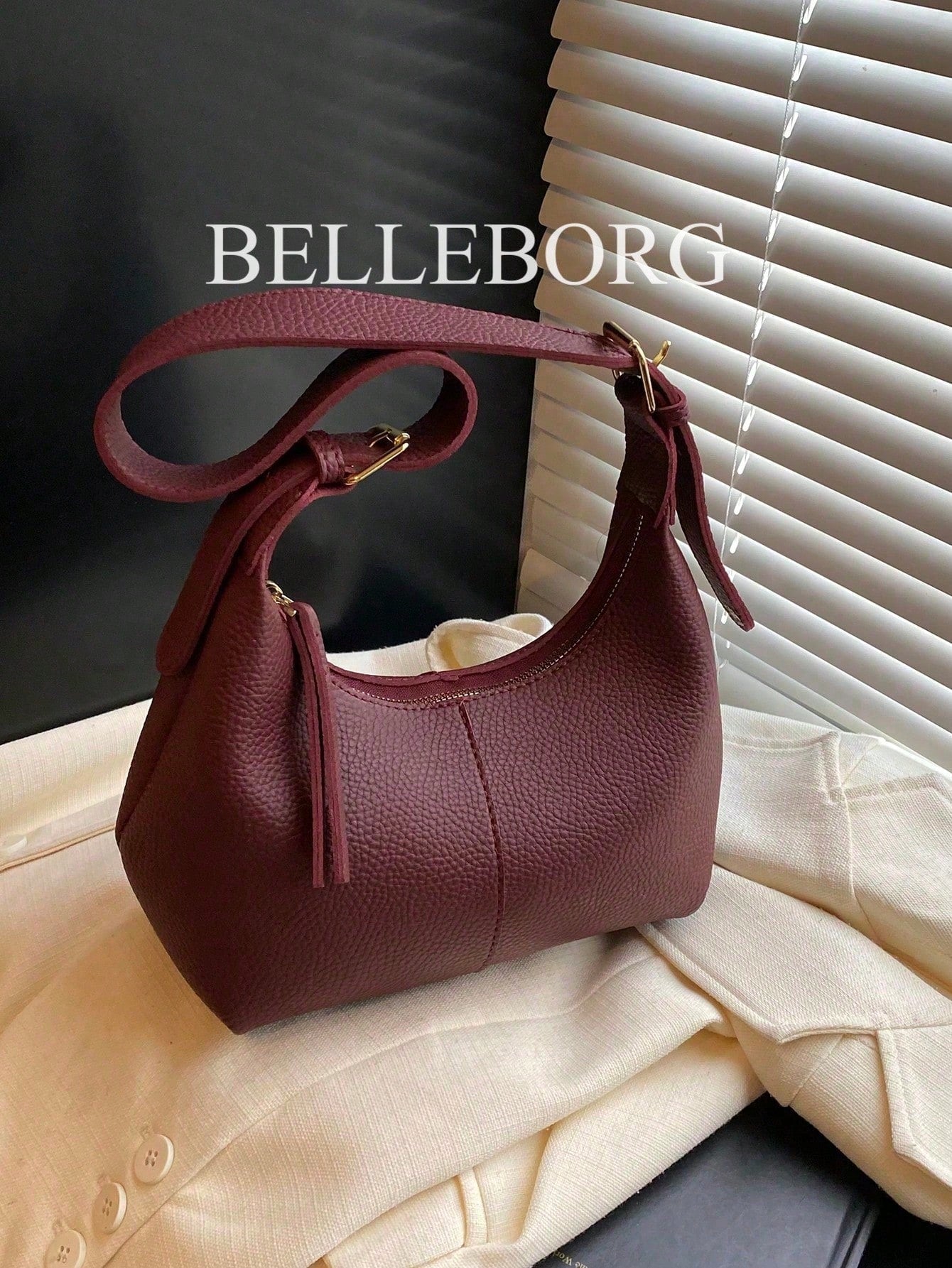 1pc Solid Color Women's Shoulder Underarm Bag With Zipper Closure, Suitable For Daily Shopping And Casual Wear