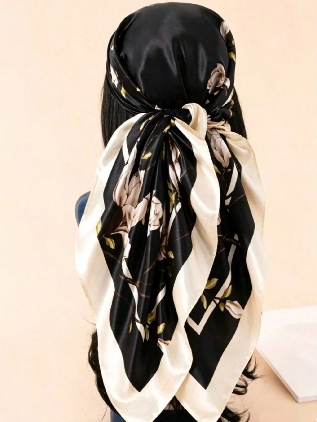 1pc Spring/Summer New Women's 90cm Printed Square Silk Scarf, Women's Scarf, Women's Headscarf & Square Scarf, Hair Accessories, Headscarf, Headband, Headband, Clothing Accessories, Hair Tie, Suitable