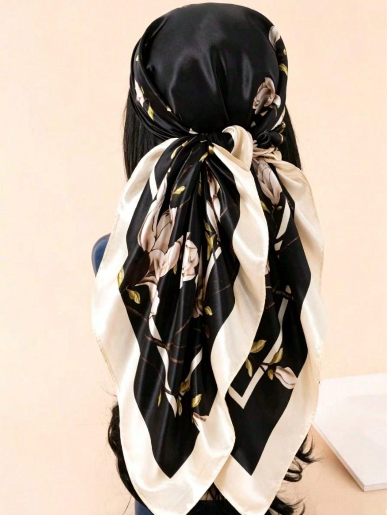 1pc Spring/Summer New Women's 90cm Printed Square Silk Scarf, Women's Scarf, Women's Headscarf & Square Scarf, Hair Accessories, Headscarf, Headband, Headband, Clothing Accessories, Hair Tie, Suitable