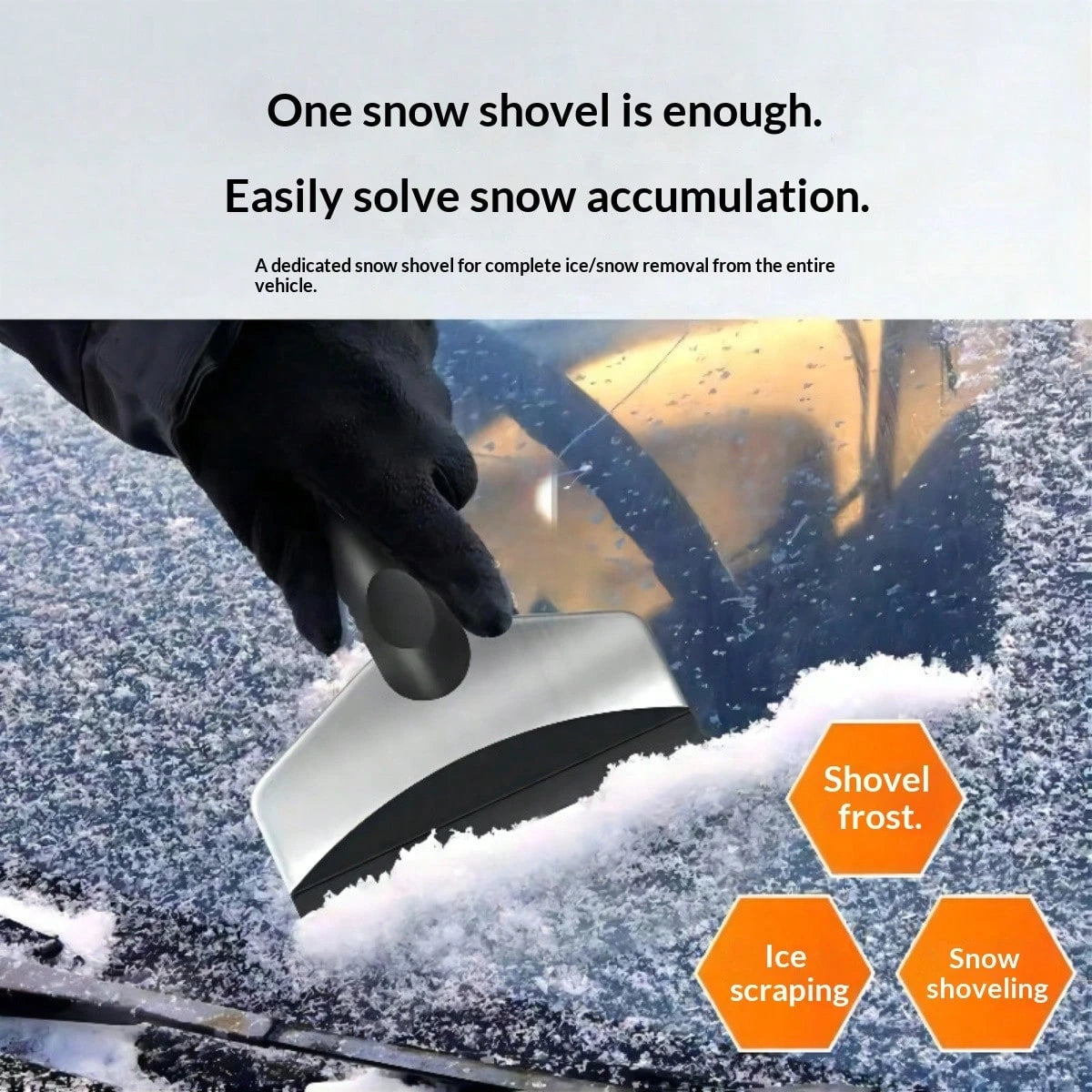 1pc Stainless Steel Car Snow Removal Shovel, Car Cleaner,Ice Scraper,Car Accessories