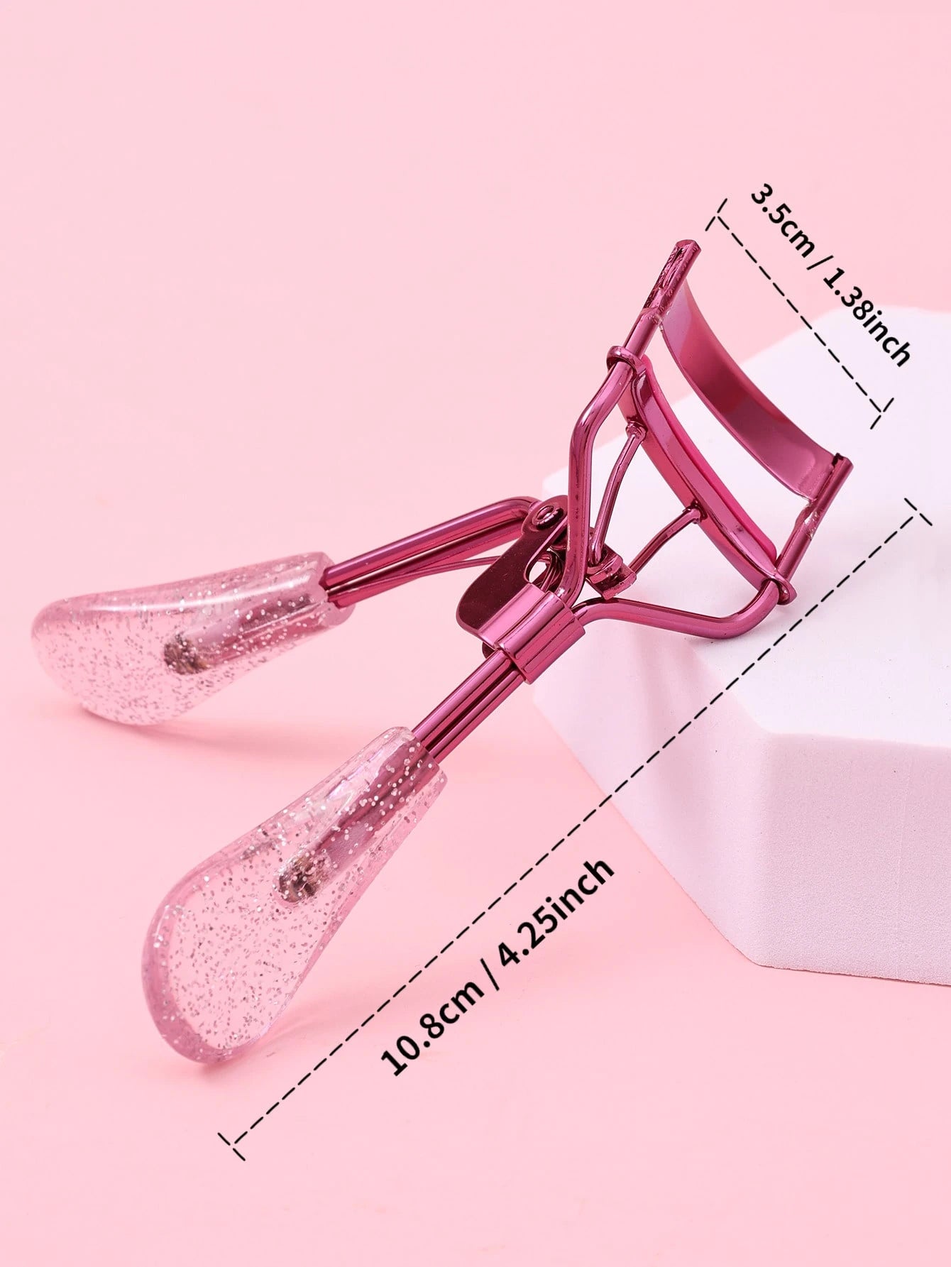 1pc Stainless Steel Eyelash Curler With Transparent Glitter Handle, Professional Beauty Makeup Tool For Natural Curly Eyelash Curling, Easy-To-Use & Non-Damaging,Makeup,Cheap,Room Decor,Vanity,Travel