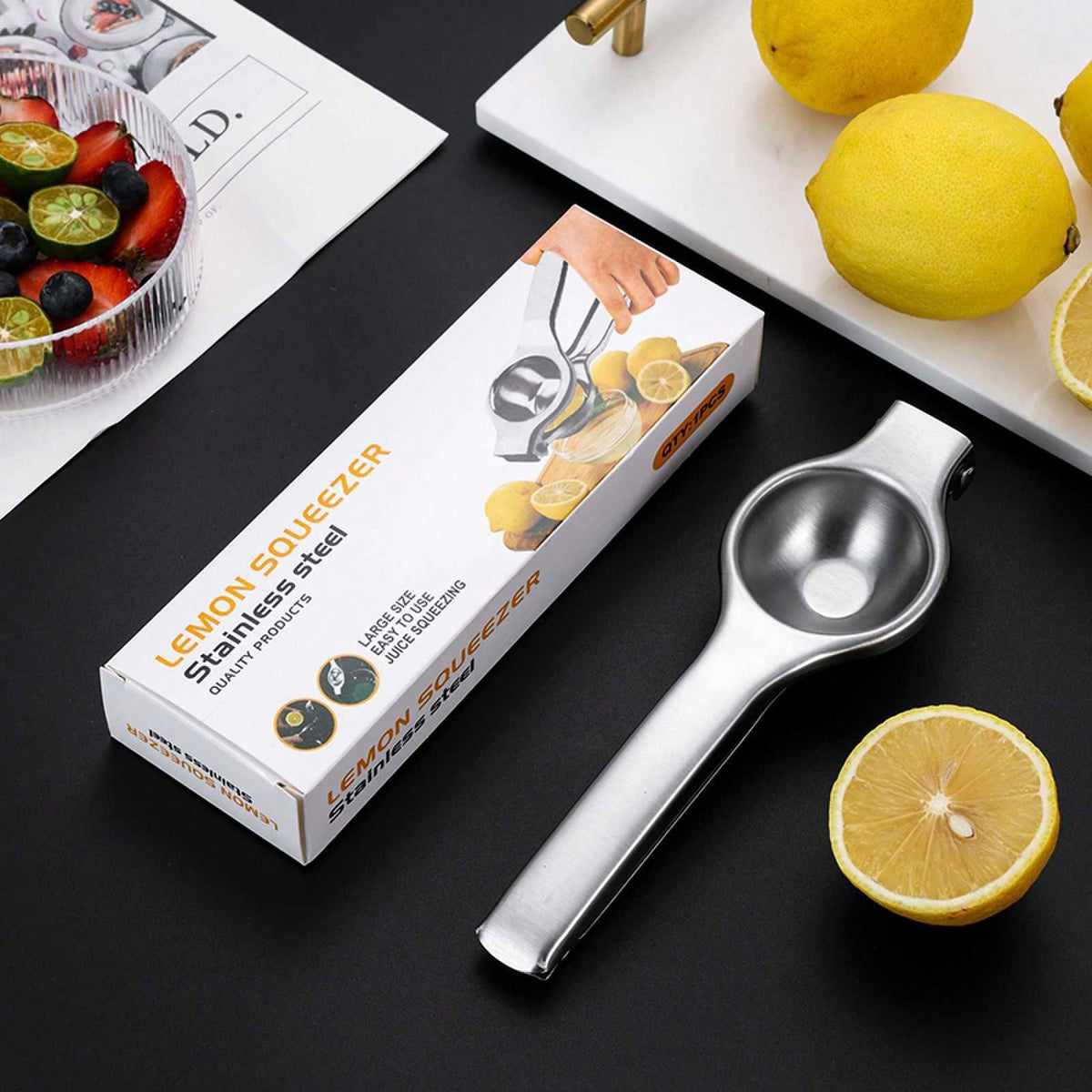 1pc Stainless Steel Hand Juicer, Silver Multifunction Lemon Squeezer, For Orange Lemon Pomegranate