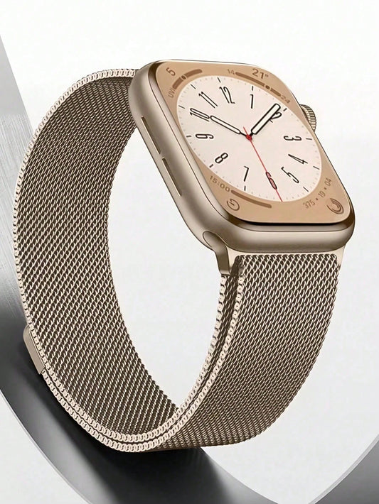 1pc Stainless Steel Magnetic Metal Watch Band Compatible With Apple Smart Watch 40mm 41mm 38mm 42mm 44mm 45mm 46mm 49mm Fashionable Adjustable Milanese Strap Compatible With Apple Watch I-Watch Series