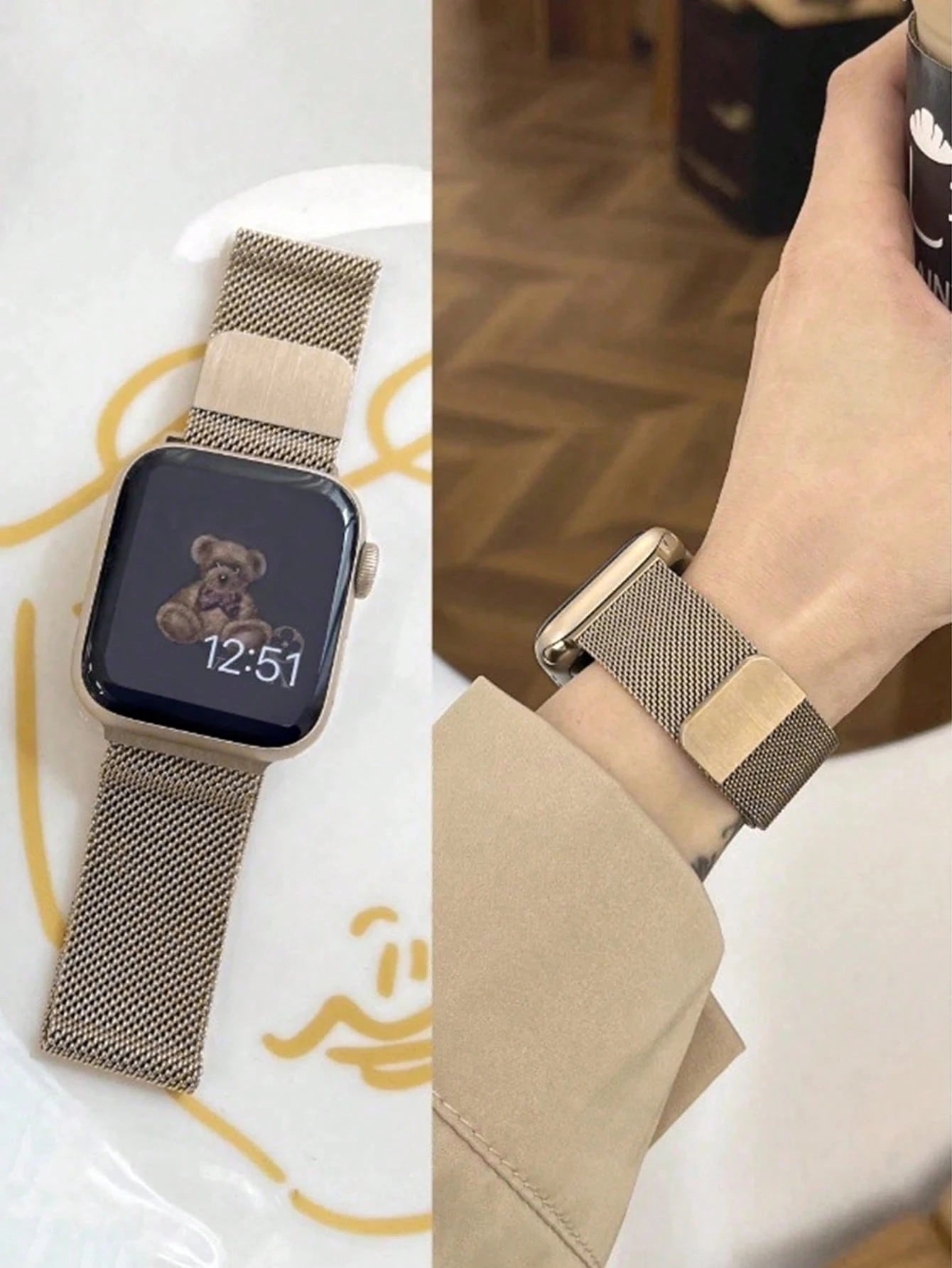 1pc Stainless Steel Magnetic Metal Watch Band Compatible With Apple Smart Watch 40mm 41mm 38mm 42mm 44mm 45mm 46mm 49mm Fashionable Adjustable Milanese Strap Compatible With Apple Watch I-Watch Series