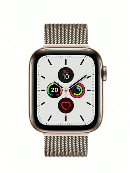 1pc Stainless Steel Magnetic Metal Watch Band Compatible With Apple Smart Watch 40mm 41mm 38mm 42mm 44mm 45mm 46mm 49mm Fashionable Adjustable Milanese Strap Compatible With Apple Watch I-Watch Series