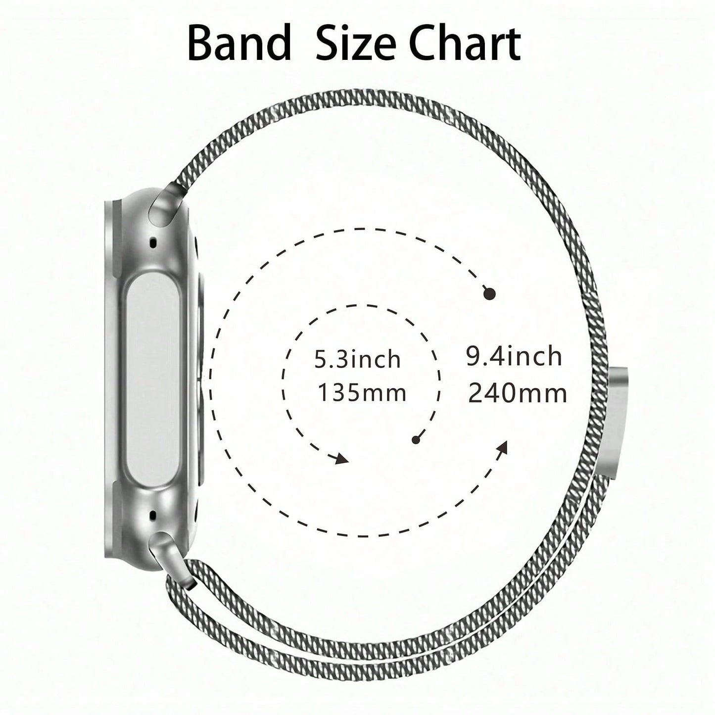 1pc Stainless Steel Magnetic Metal Watch Band Compatible With Apple Smart Watch 40mm 41mm 38mm 42mm 44mm 45mm 46mm 49mm Fashionable Adjustable Milanese Strap Compatible With Apple Watch I-Watch Series