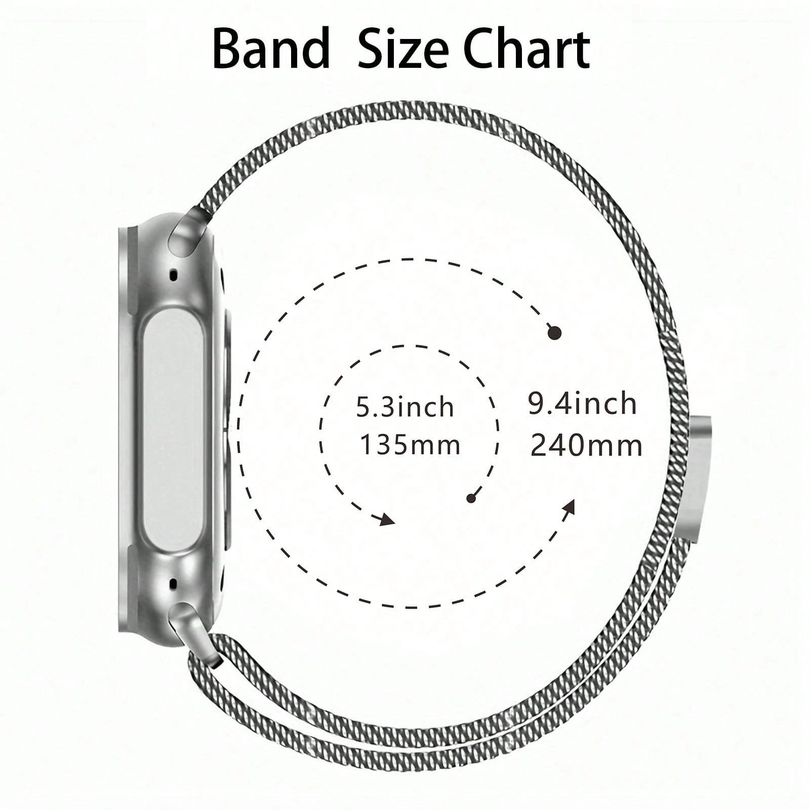 1pc Stainless Steel Magnetic Metal Watch Band Compatible With Apple Smart Watch 40mm 41mm 38mm 42mm 44mm 45mm 46mm 49mm Fashionable Adjustable Milanese Strap Compatible With Apple Watch I-Watch Series