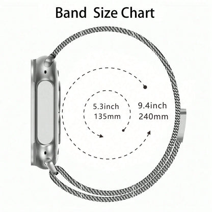 1pc Stainless Steel Magnetic Metal Watch Band Compatible With Apple Smart Watch 40mm 41mm 38mm 42mm 44mm 45mm 46mm 49mm Fashionable Adjustable Milanese Strap Compatible With Apple Watch I-Watch Series