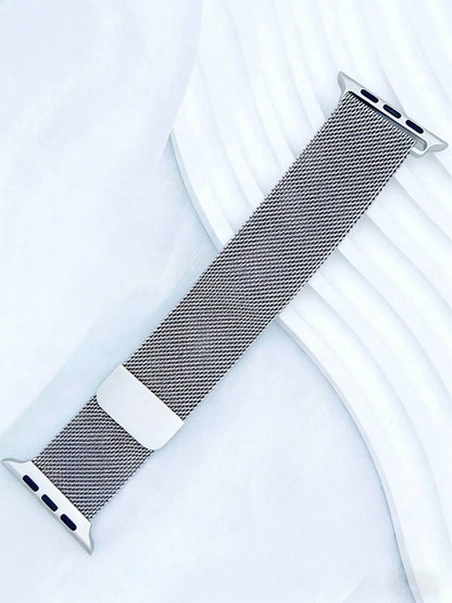 1pc Stainless Steel Magnetic Metal Watch Band Compatible With Apple Smart Watch 40mm 41mm 38mm 42mm 44mm 45mm 46mm 49mm Fashionable Adjustable Milanese Strap Compatible With Apple Watch I-Watch Series