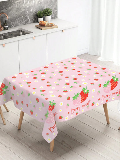 1pc Strawberry Baby Shower Party Tablecloth,Berry Sweet Theme Birthday Party Table Decor,Gender Reveal Decor,Disposable PE Table Cover,Baby Shower Party Supplies,1st Birthday Party Decor,Baby Shower P