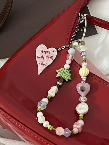 1pc Summer Ins Style Phone Chain Flower Heart Niche Key Bag Strap Accessory Anti-Drop Earphone Case Pendant For Women