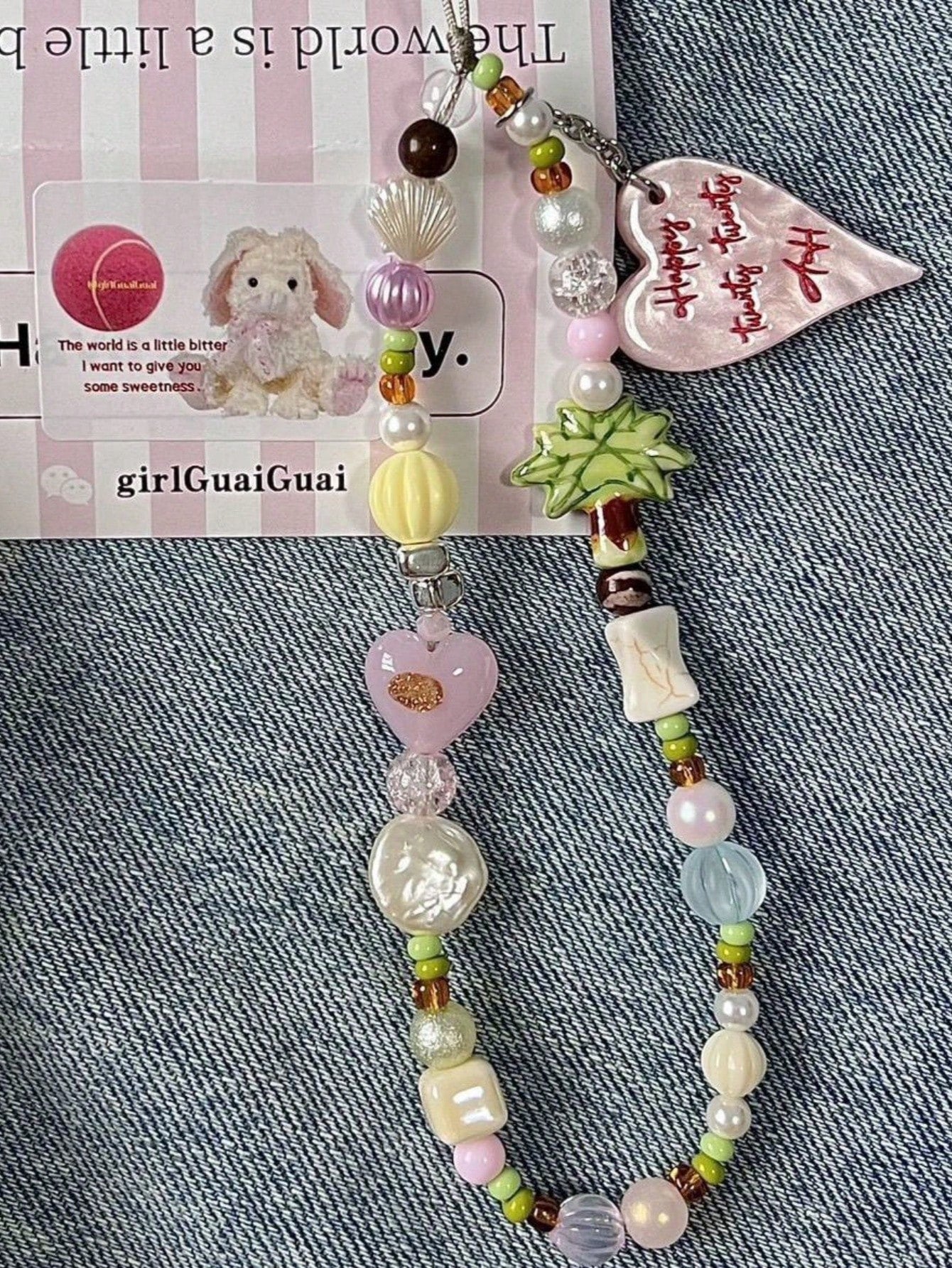 1pc Summer Ins Style Phone Chain Flower Heart Niche Key Bag Strap Accessory Anti-Drop Earphone Case Pendant For Women