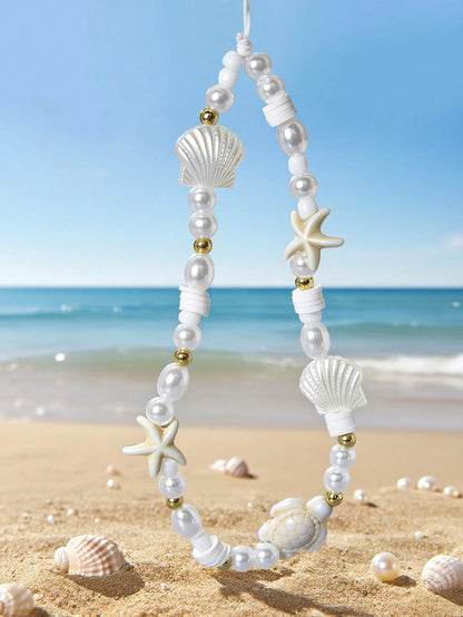 1pc Summer Ocean Creature Vacation Style Beaded Smartphone Lanyard Phone Strap Travel Vacation Accessory Pendant Phone Decoration Phone Accessory Smartphone Wristband Smartphone Shoulder Bag (Due To S