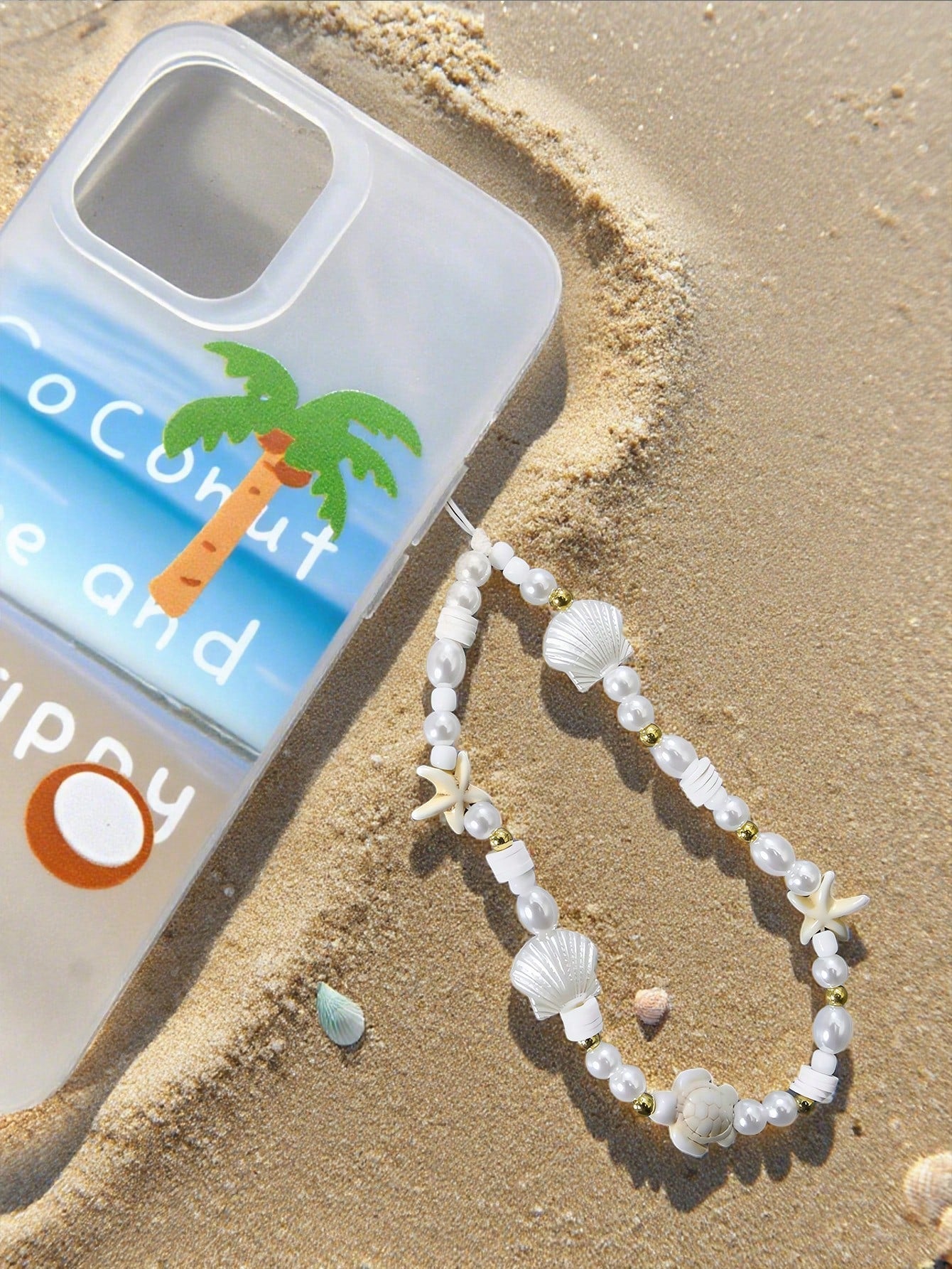 1pc Summer Ocean Creature Vacation Style Beaded Smartphone Lanyard Phone Strap Travel Vacation Accessory Pendant Phone Decoration Phone Accessory Smartphone Wristband Smartphone Shoulder Bag (Due To S