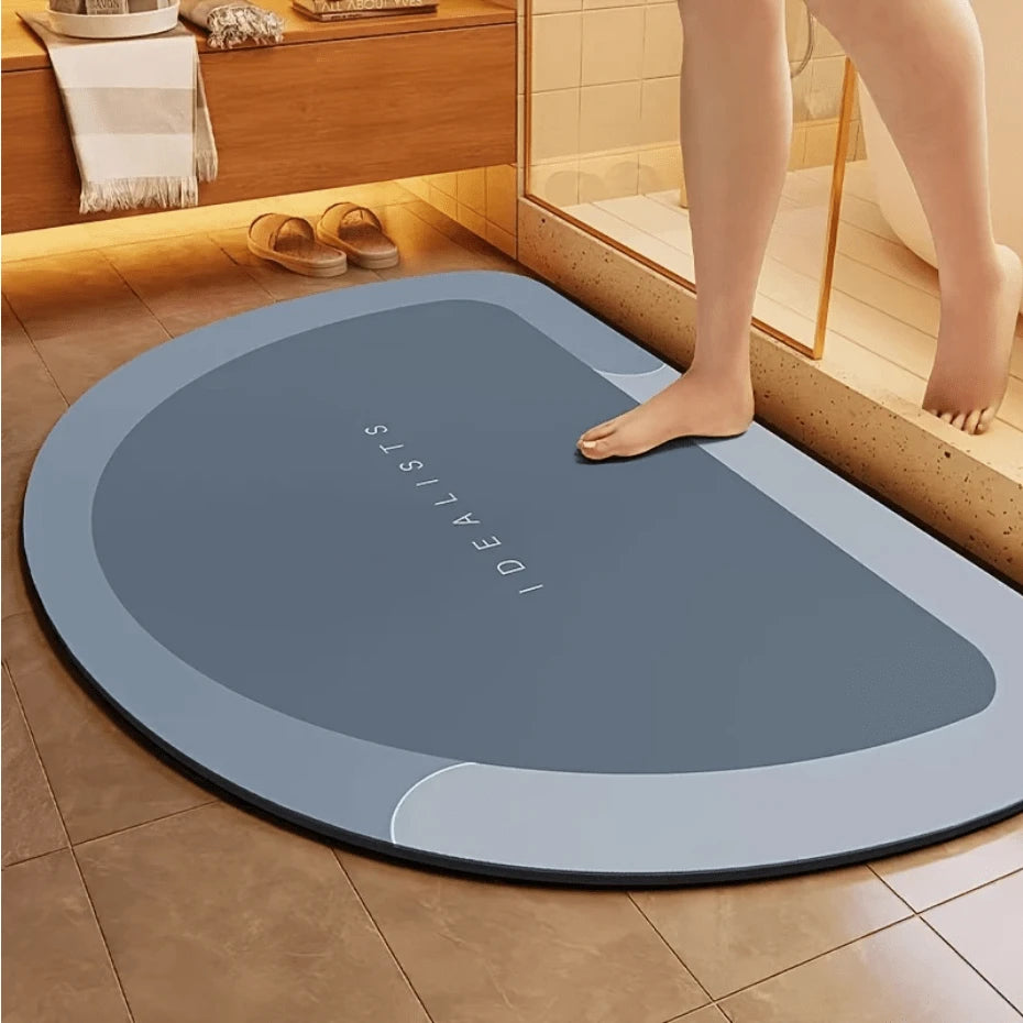 1pc Super Absorbent Non-Slip Bathroom Mat, Quick Dry Diatomite Design For Shower Bathtub Laundry Room Entryway Toilet Floor Mat