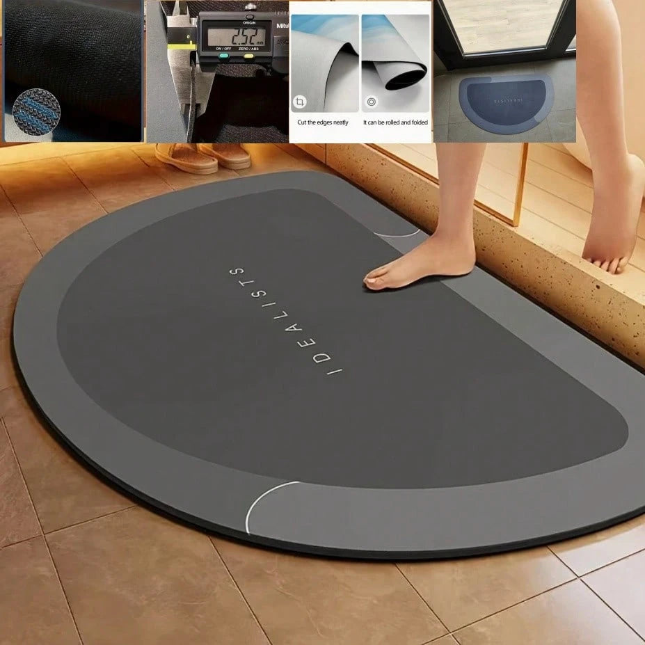 1pc Super Absorbent Non-Slip Bathroom Mat, Quick Dry Diatomite Design For Shower Bathtub Laundry Room Entryway Toilet Floor Mat