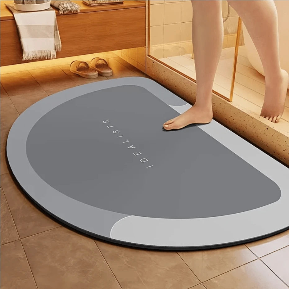 1pc Super Absorbent Non-Slip Bathroom Mat, Quick Dry Diatomite Design For Shower Bathtub Laundry Room Entryway Toilet Floor Mat