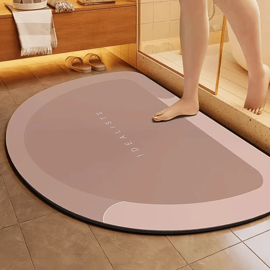 1pc Super Absorbent Non-Slip Bathroom Mat, Quick Dry Diatomite Design For Shower Bathtub Laundry Room Entryway Toilet Floor Mat