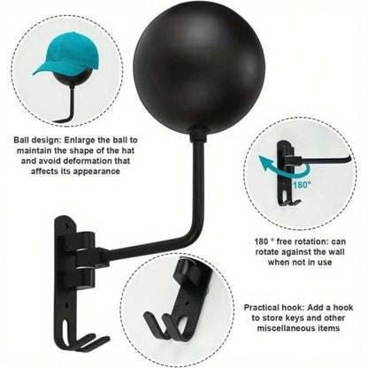 1pc Swivel Helmet Holder, Motorcycle/Bicycle Enthusiasts "Helmet Storage + Display" Dual-Use Essential! Designed For Motorcycle And Bicycle Riders, With "180-Degree Rotation + Wall-Mounted Installatio