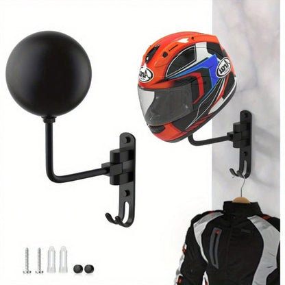 1pc Swivel Helmet Holder, Motorcycle/Bicycle Enthusiasts "Helmet Storage + Display" Dual-Use Essential! Designed For Motorcycle And Bicycle Riders, With "180-Degree Rotation + Wall-Mounted Installatio