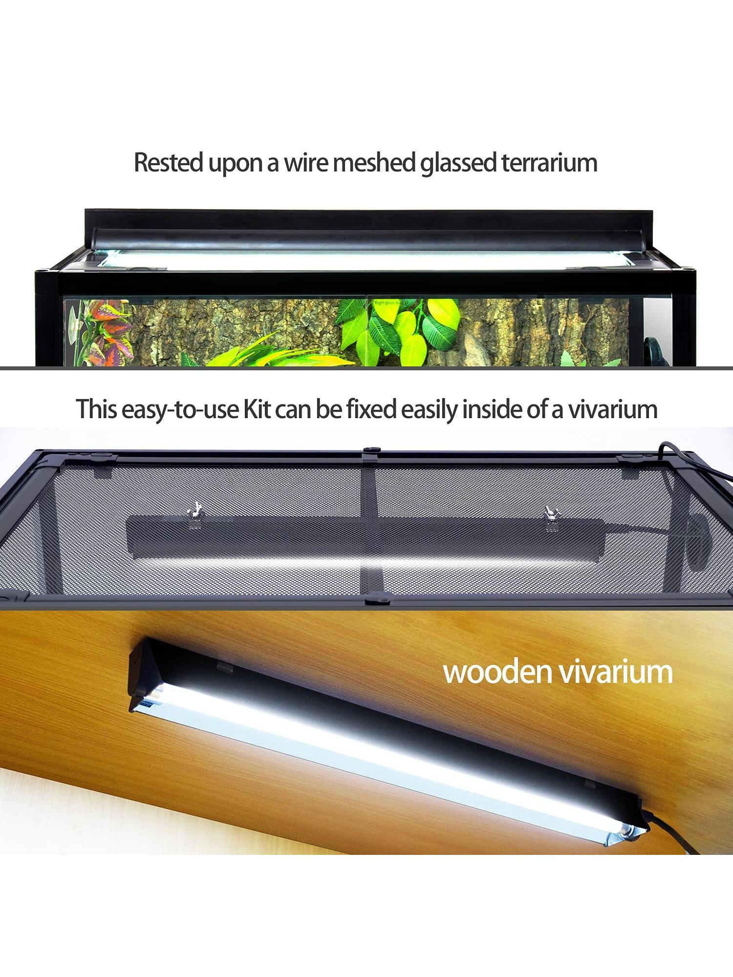 1PC T5 HO UVB Lighting Combo Kit, Terrarium Hood Comes With Desert 10.0 UVB T5 Lamp (39W)