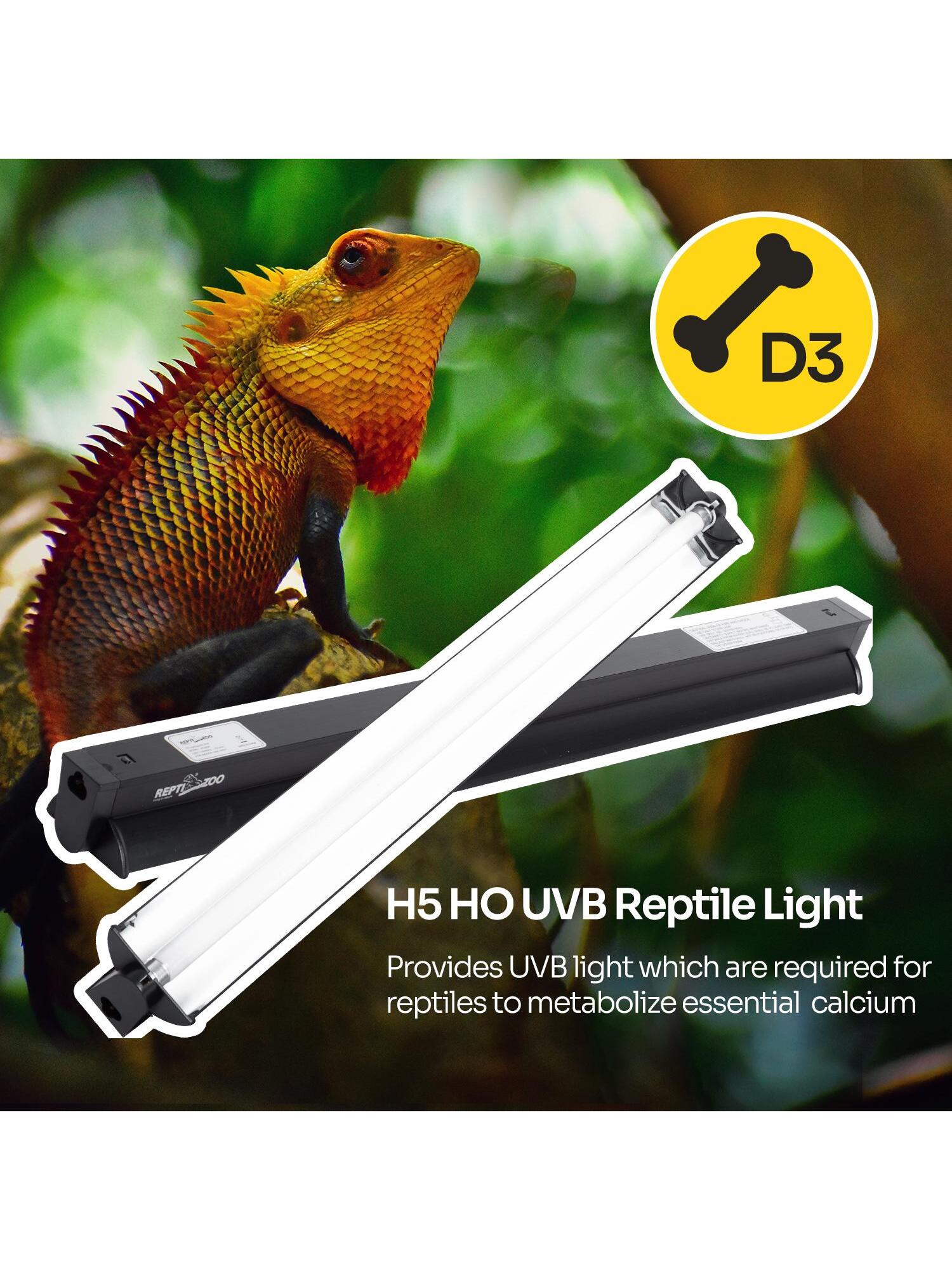1PC T5 HO UVB Lighting Combo Kit, Terrarium Hood Comes With Desert 10.0 UVB T5 Lamp (39W)