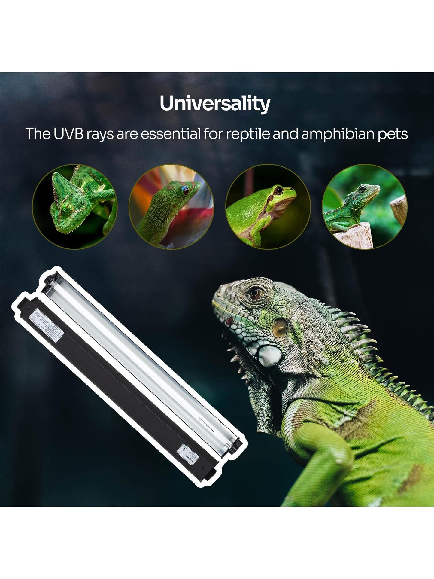 1PC T5 HO UVB Lighting Combo Kit, Terrarium Hood Comes With Desert 10.0 UVB T5 Lamp (39W)