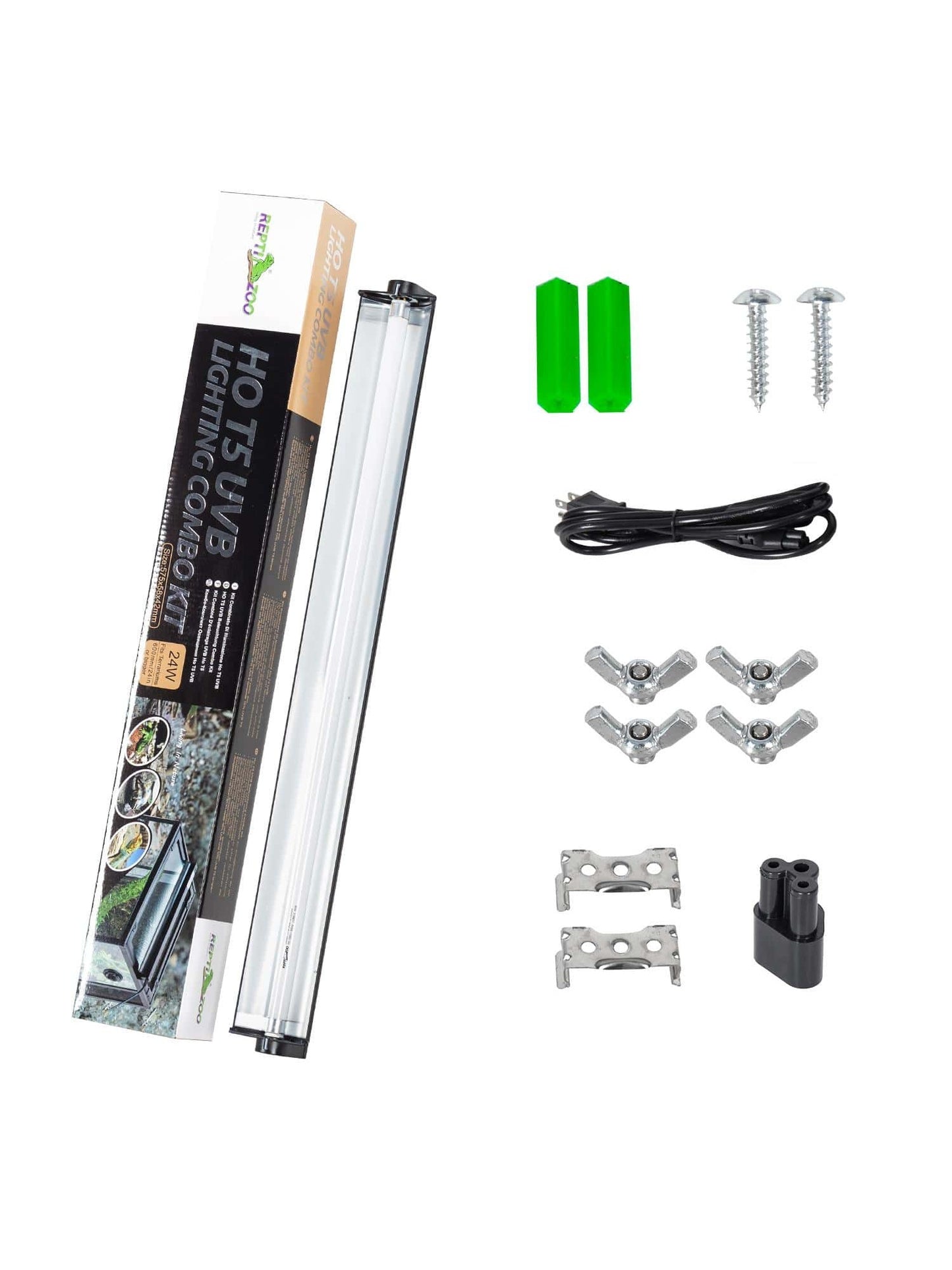 1PC T5 HO UVB Lighting Combo Kit, Terrarium Hood Comes With Desert 10.0 UVB T5 Lamp (39W)