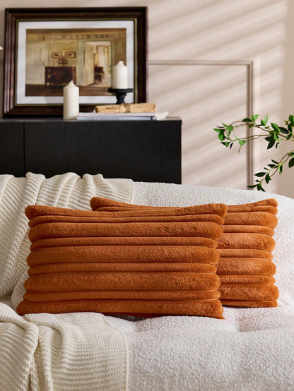 1pc Textured Faux Rabbit Fur Decorative Pillowcase, Soft And Comfortable, Fluffy Home Decor Cushion Cover, Square Throw Pillowcase, Holiday Home Pillowcase Decor, Modern Decorative Sofa, Home Bedroom