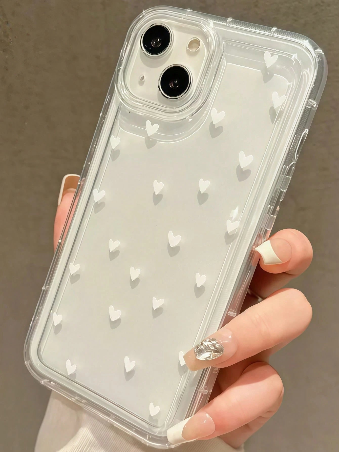 1pc Transparent Air Cushion Heart Design Full Coverage Shockproof Phone Case Compatible With Iphone 16 Pro Max/16 Pro/16/12/13/14/15 Plus/15 Pro/15/13 Pro Max/11/XR/ 17 Pro Max/17 Pro/17 And S21/S22/S