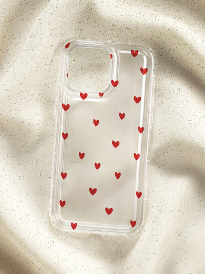 1pc Transparent Air Cushion Heart Design Full Coverage Shockproof Phone Case Compatible With Iphone 16 Pro Max/16 Pro/16/12/13/14/15 Plus/15 Pro/15/13 Pro Max/11/XR/ 17 Pro Max/17 Pro/17 And S21/S22/S