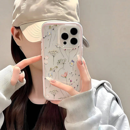 1pc Transparent Phone Case With Pink Frame, Minimalist Lens Protection Anti-Fall Design, Colorful Floral Pattern Suitable For IPhone 16 Pro Max, 17/16/15/14 Plus, 13/12/11, Air