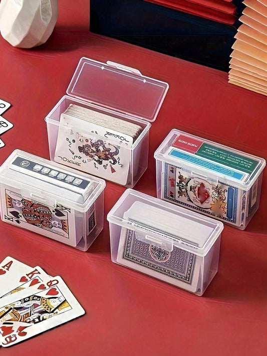 1pc Transparent Playing Card Box, Storage Box Fits 2 Decks Of Cards (Cards Not Included), Christmas, Halloween, Thanksgiving Gift