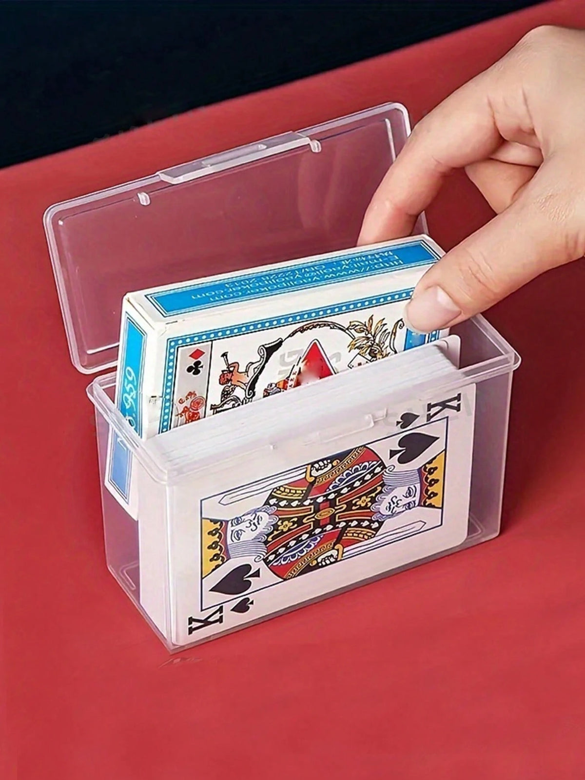 1pc Transparent Playing Card Box, Storage Box Fits 2 Decks Of Cards (Cards Not Included), Christmas, Halloween, Thanksgiving Gift