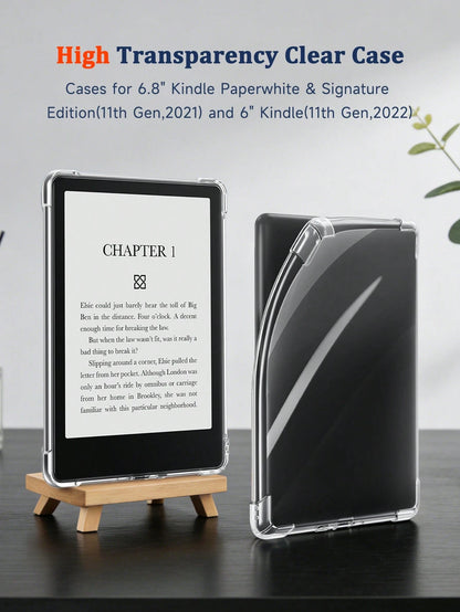 1pc Transparent Protective Case For Kindle, Anti-Drop, Full Coverage Transparent Protective Case, Silicone Soft Shell, Suitable For Kindle Paperwhite 11th Gen (2021)/ Kindle Paperwhite 12th Gen (2024